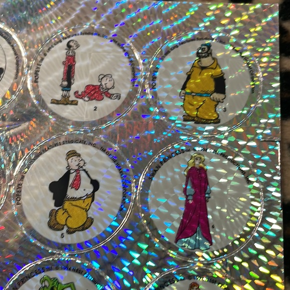 1995 POPEYE SWAN PRINCESS 👑Prism Stickers Sheet 90s Holographic Cartoon Vintage - Picture 16 of 17